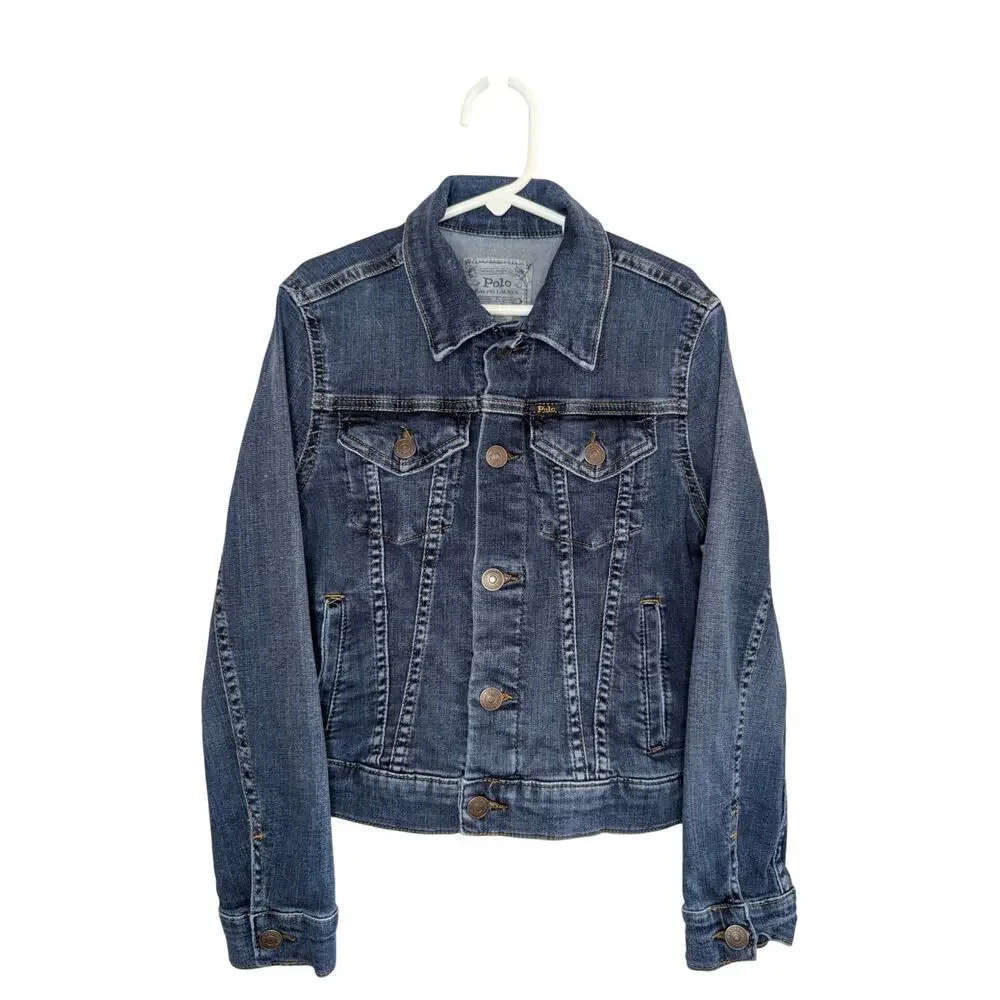 Polo Ralph Lauren Boys Jackets, Blue Denim Button Down Trucker Jacket, M(8/10)